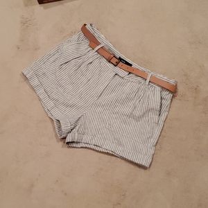 MNG women casual linen cotton blend belted shorts